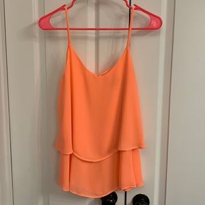 Super cute, NWOT neon orange/coral flowy, spaghetti strap top!